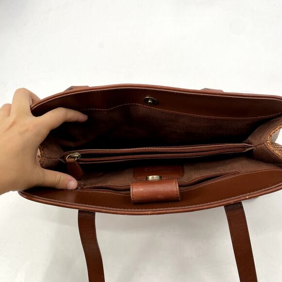 Fossil brown straw weaved vintage bag - Picture 6 of 9